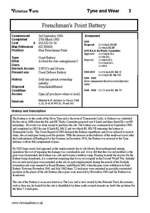 Frenchman's Battery datasheet